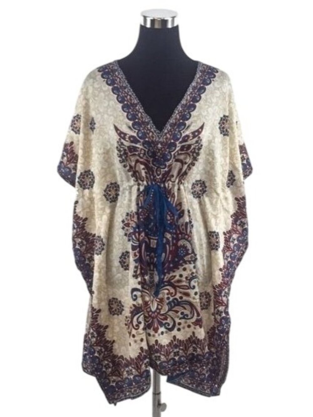 VTG Ornate Medallion Empire Waist Kaftan Tunic M/L | Noughties Boho Indie Sleaze - Picture 6 of 7
